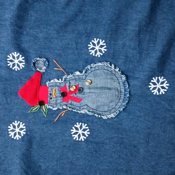 The Quacker Factory denim snowman shirt/top - Picture 2 of 11